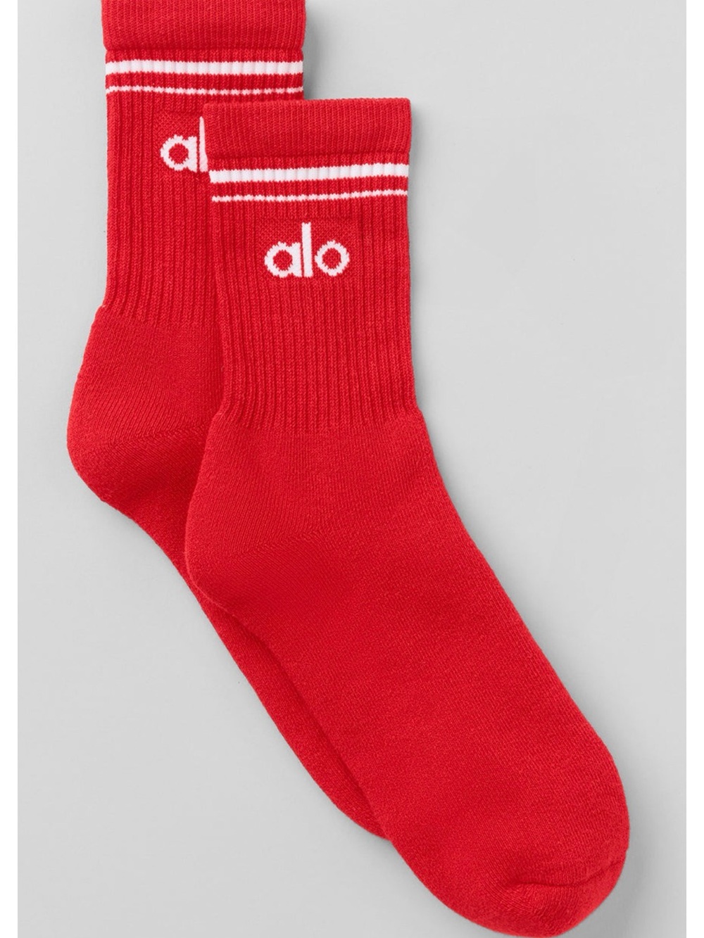 ALO Yoga Men's Red Athletic Crew Socks with White Logo